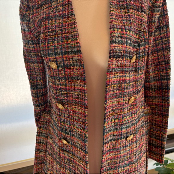 L'AGENCE Colorful Tweed Belted Blazer Coat - Picture 4 of 7